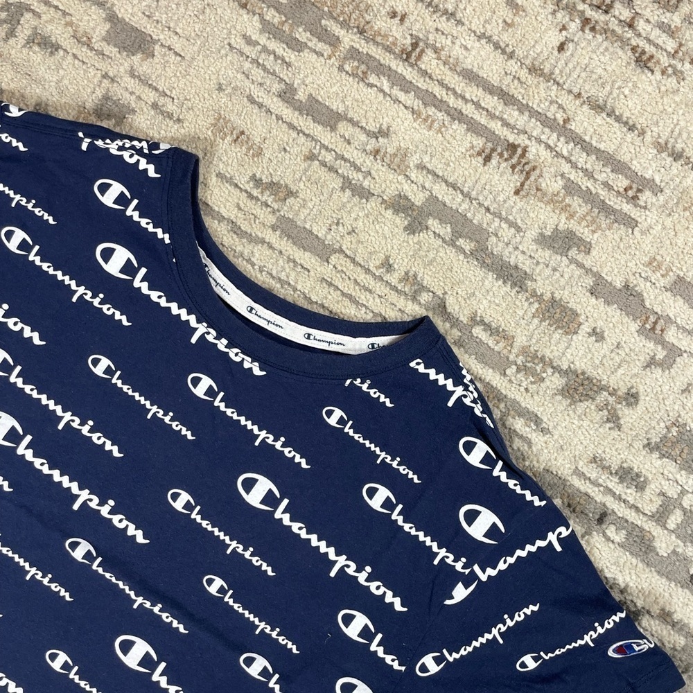 Champions Navy & White Logo Cropped T-Shirt - Picture 7 of 7